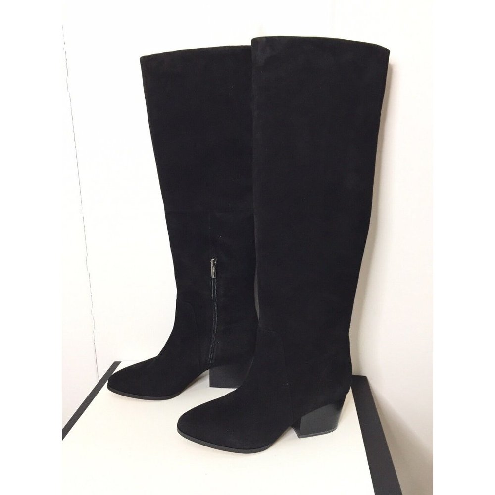 Vince Camuto Nestel Women's Black Suede Knee High Boots 2 1/4" block heel 8.5 M